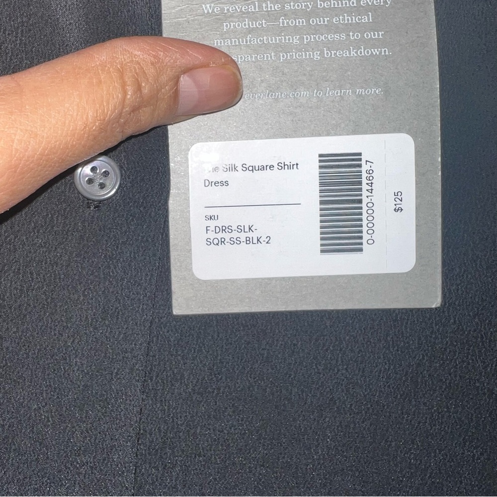 NWT Everlane The Silk Square Shirt Dress in black - Picture 6 of 7